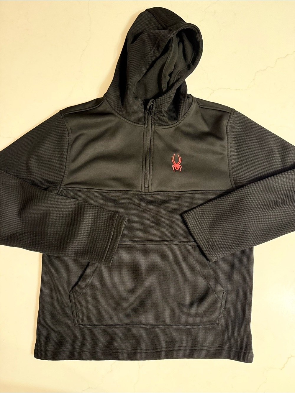 Spyder Black Fleece Hoodie with Red Spider Accent